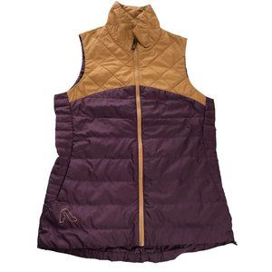 FLYLOW Vest. Maroon Purple and Tan Brown. Sleeveless. Size Women's Medium